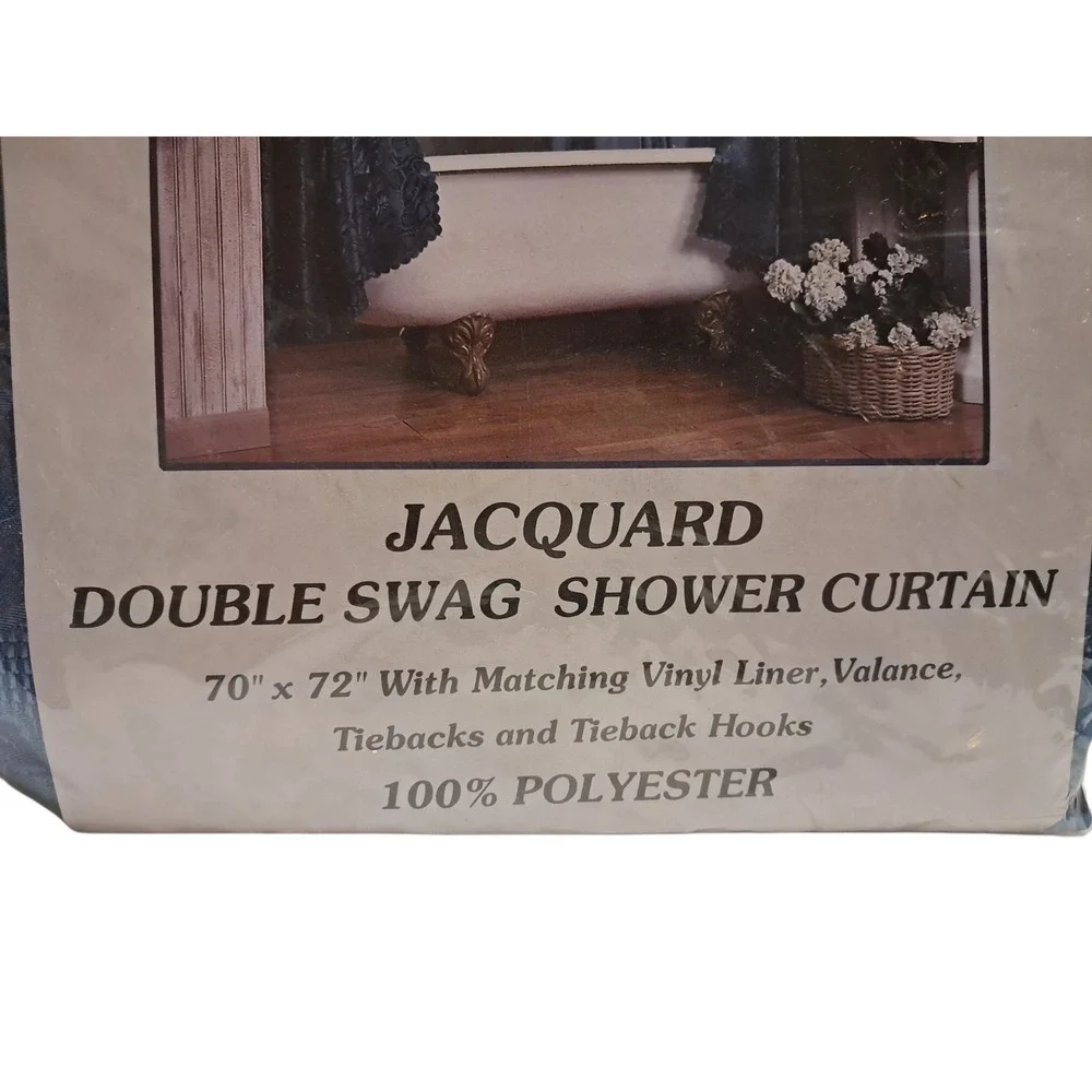Jacquard Double Swag Shower Curtain Navy Blue 70